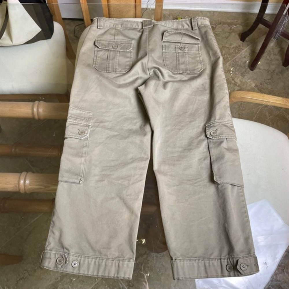 CLIO Cotton‎ Cargo Cropped Pants Utility Pockets Button Detail Size 12